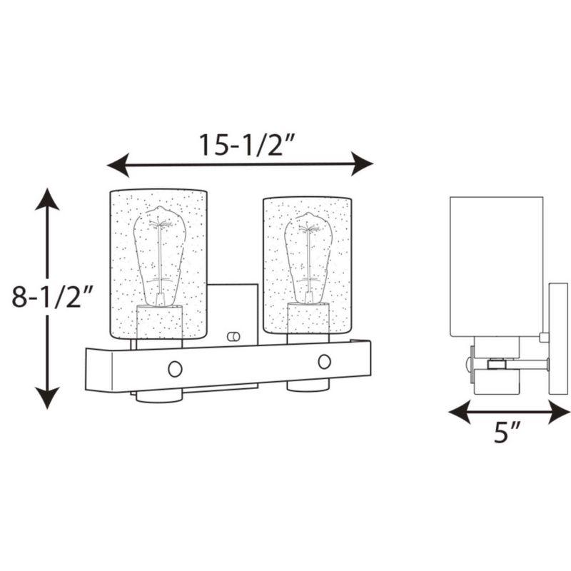 Galvanized Nickel 2-Light Bath Vanity with Clear Glass Shades