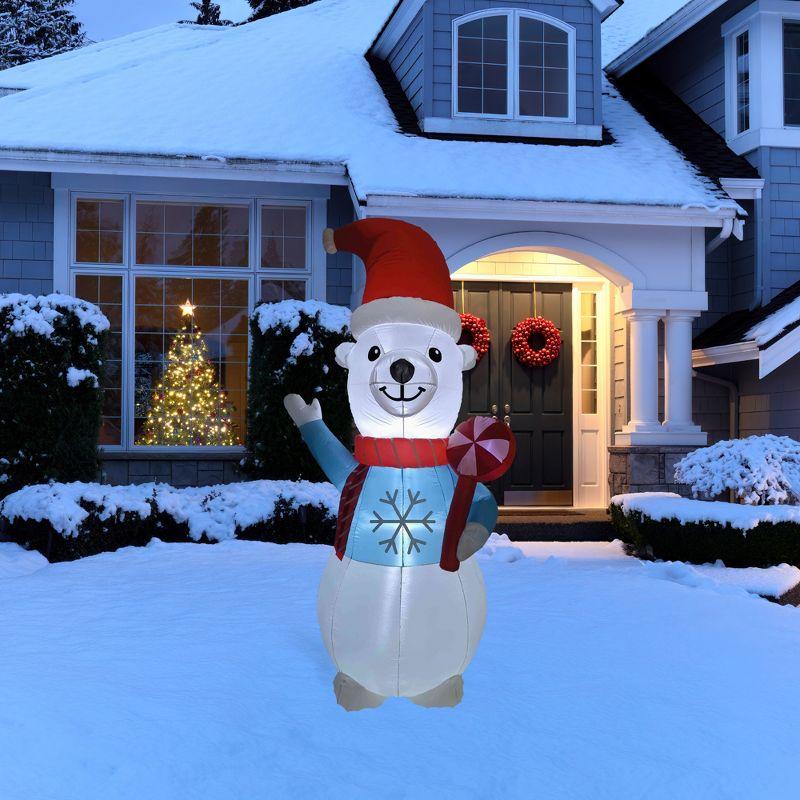 LED Lighted Inflatable Polar Bear Outdoor Christmas Decoration - 8.25'