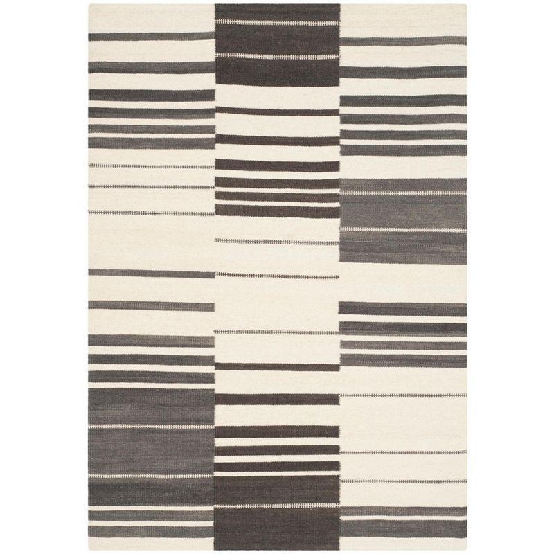 Kilim Hand Woven Flat Weave 80% Wool, 20% Cotton Striped Rug