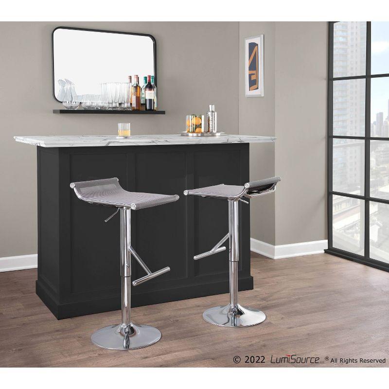 Mirage Ale Mesh Fabric/Metal Barstool Chrome/Silver - LumiSource: Swivel, Adjustable Height, Footrest