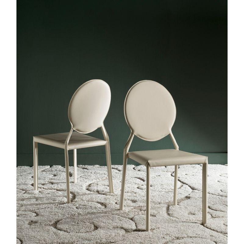 Warner Round Back Leather Side Chair (Set of 2) - FOX2018 - Butter Cream - Safavieh Couture