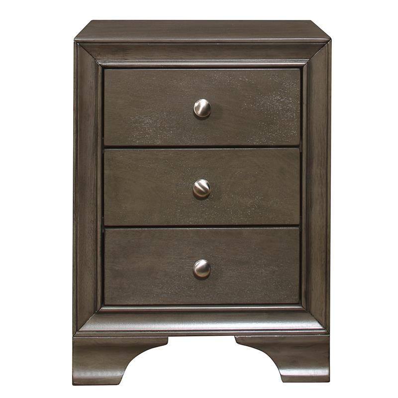 Centralia 3-Drawers Transitional Wood Nightstand in Gray - Lexicon