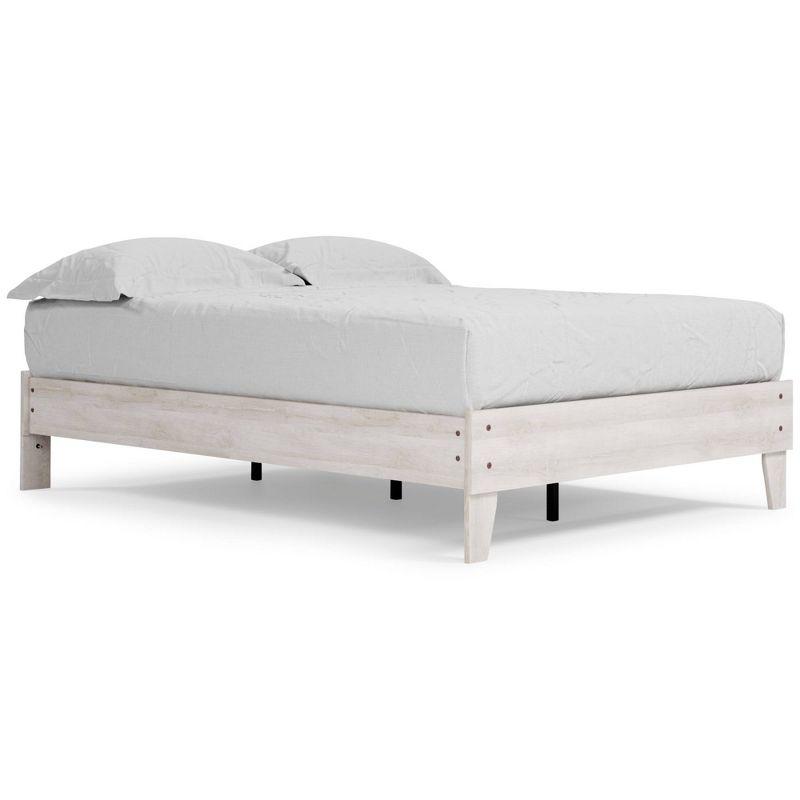 Full Shawburn Platform Bed Whitewash - Signature Design by Ashley: Chic Vintage Casual Style, No Box Spring Needed