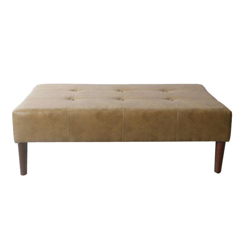 Modern Tufted Light Brown Faux Leather Cocktail Ottoman - 48in