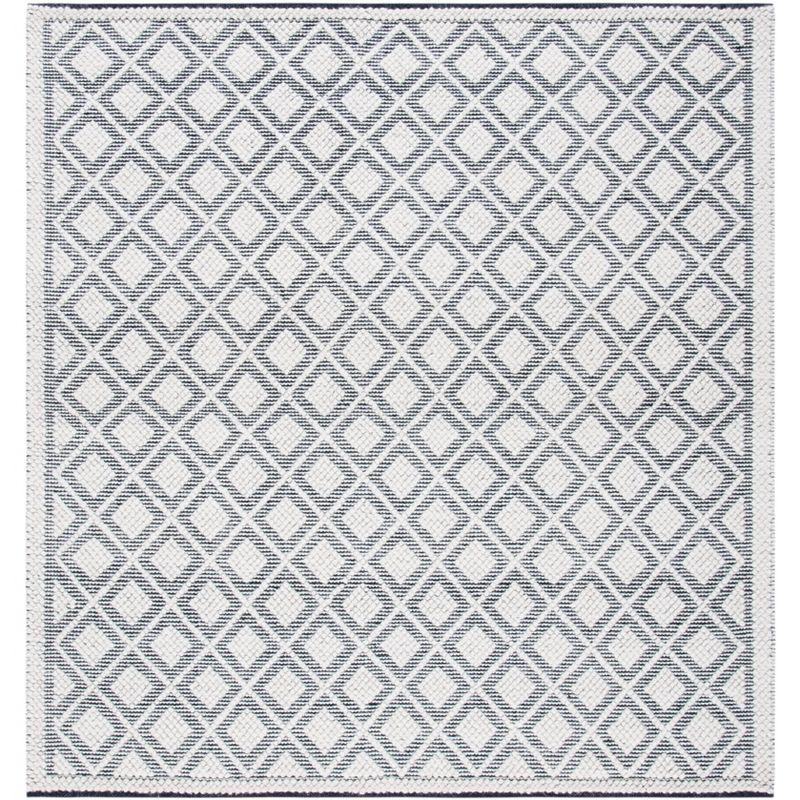 Handwoven Black and Ivory Braided Wool 6' Square Rug