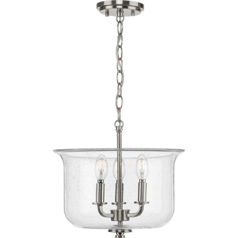 Progress Lighting Winslett 3-Light Semi-Flush Mount, Brushed Nickel, Seeded Glass Shade