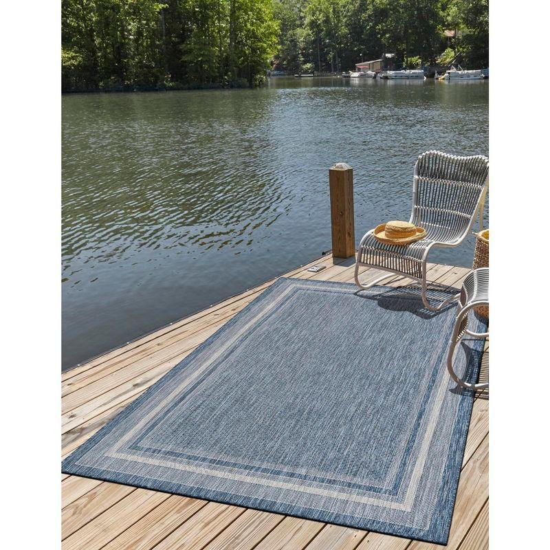 Unique Loom 10' 0 x 14' 0 Rectangle Indoor/Outdoor Border Blue Area Rug