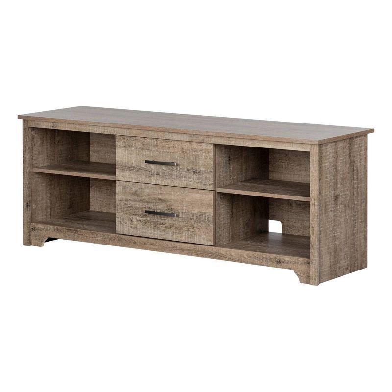 Weathered Oak 59" TV Stand with Cabinet and Drawers