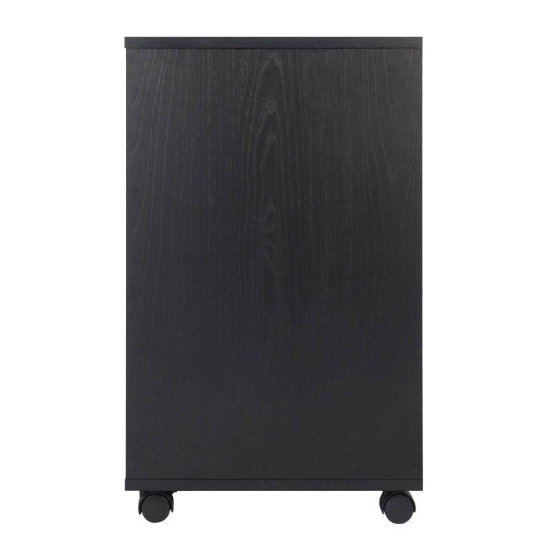 Contemporary Black Composite Wood Mobile Storage Cabinet with 4 Drawers