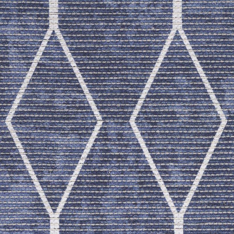 Pymble Geometric Machine Washable Area Rug in Navy Blue