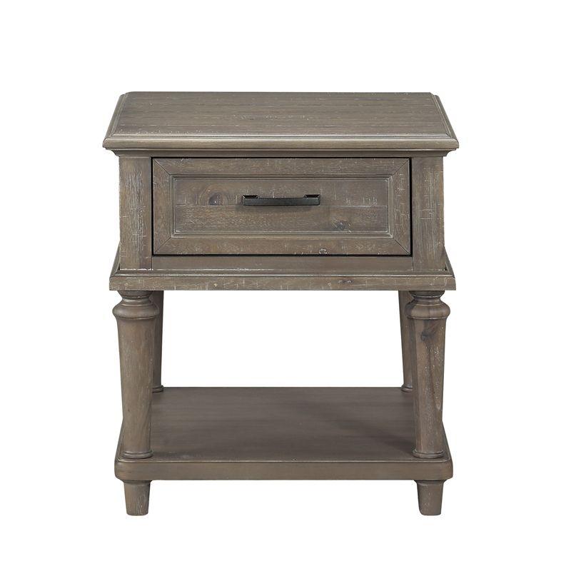 Cardano Wood 1 Drawer End Table in Driftwood Light Brown - Lexicon