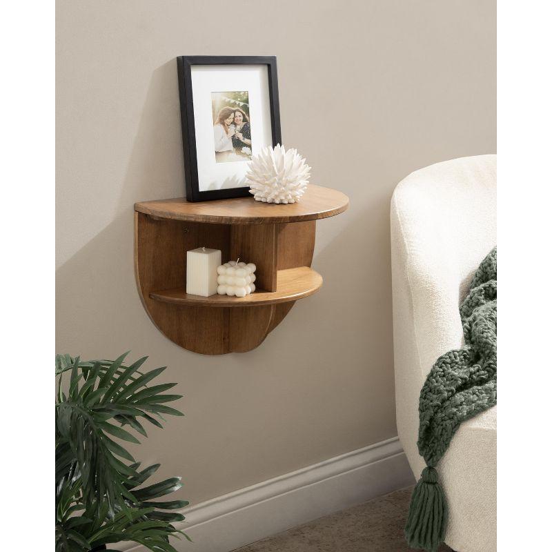 Kate and Laurel Jalla Half Circle Wood Floating Side Table, 18x14, Rustic Brown