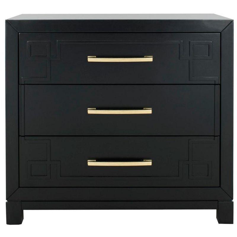 Raina 3 Drawer Chest - CHS6412 - Black/Gold - Safavieh