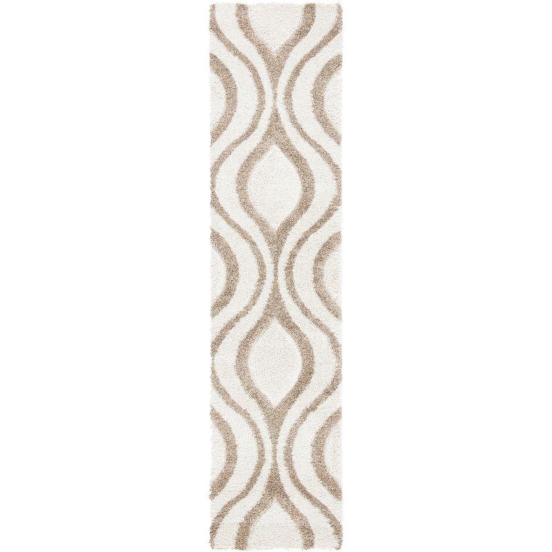 Florida Shag SG461 Power Loomed Indoor Runner Rug - Ivory/Beige - 2'3"x9' - Safavieh