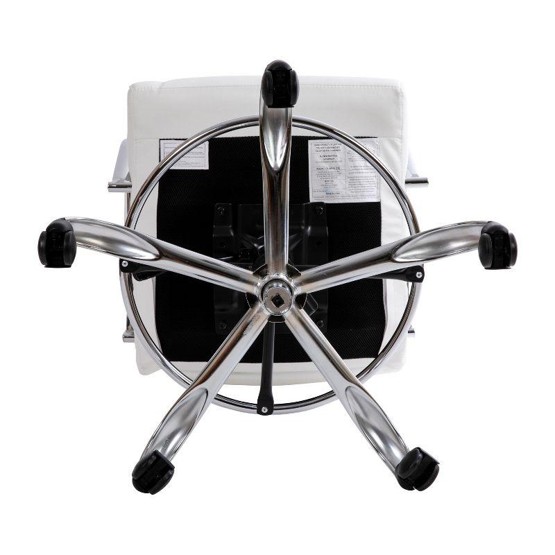 Modern White LeatherSoft Swivel Drafting Chair with Chrome Base