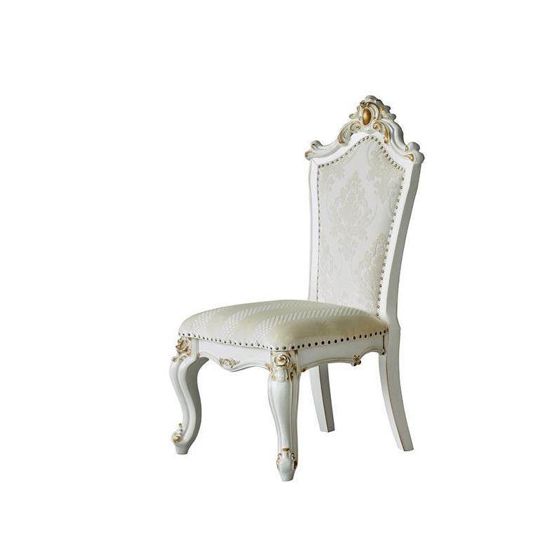 Elegant Beige Faux Leather Upholstered Side Chair with Queen Anne Legs