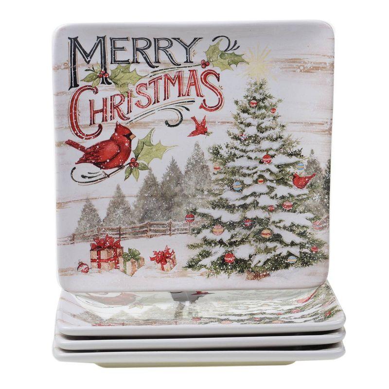 16-Piece Ceramic Evergreen Christmas Dinnerware Set