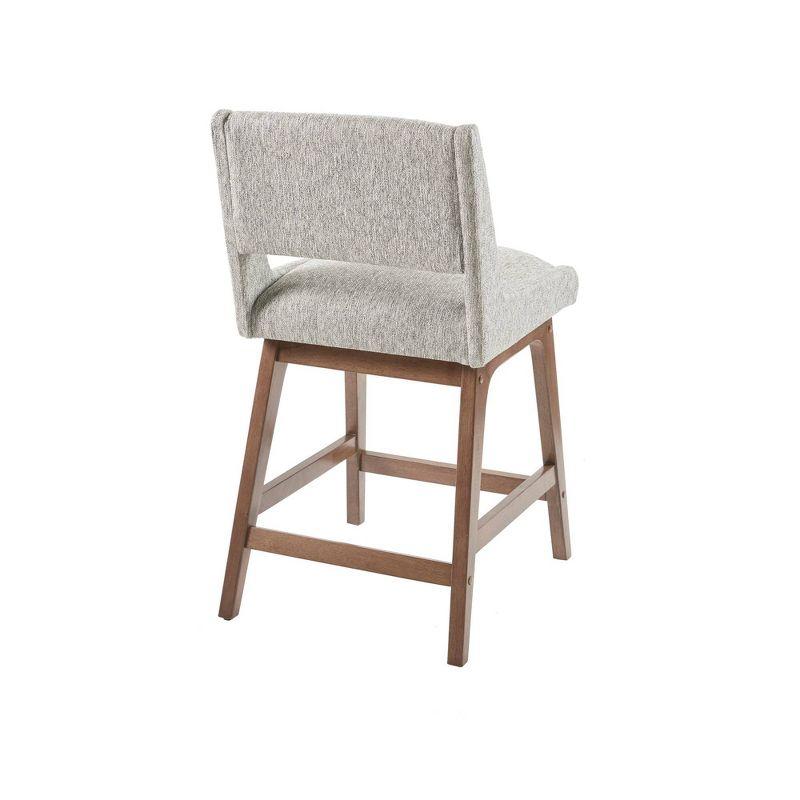 Boomerang Counter Height Barstool Light Gray: Upholstered, Pecan Finish Legs, 300 lbs Capacity