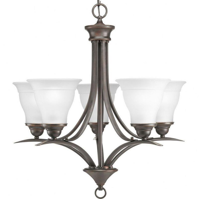 Trinity 24.5" Antique Bronze Chandelier with Etched Glass Shades