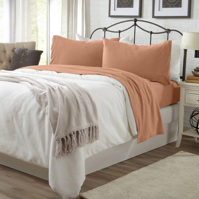 Ultra-Soft Heathered Jersey Knit Cotten Blend Sheet Set - Great Bay Home