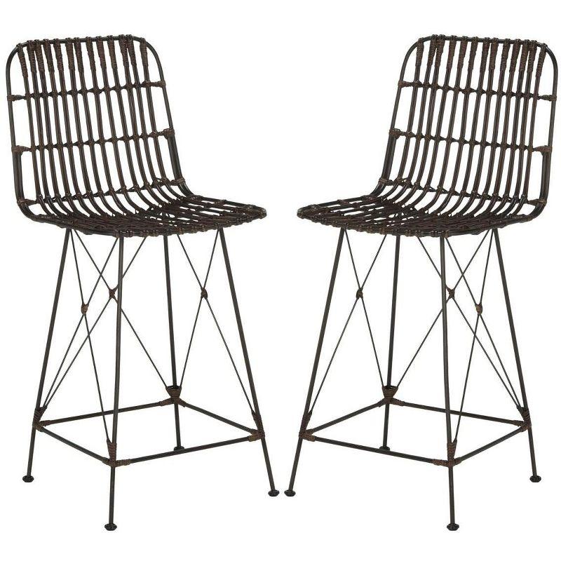 Minerva Wicker Counter Stool (Set of 2)  - Safavieh