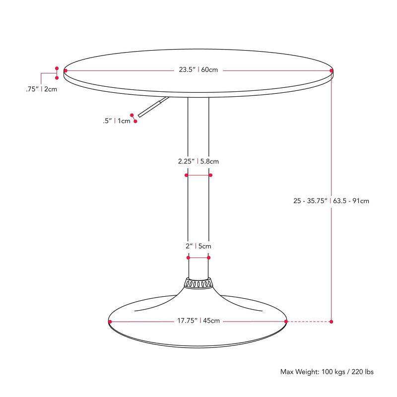 Adjustable Height Black and Chrome Round Bar Table