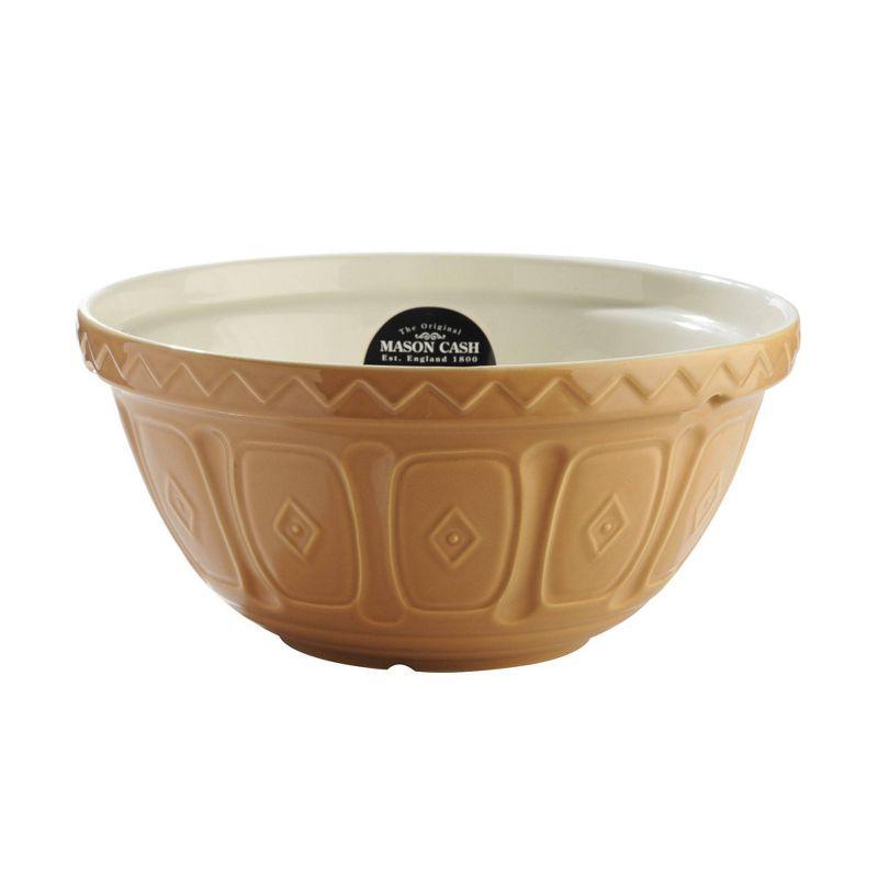 Textured Geometric Brown Ceramic Mixing Bowl