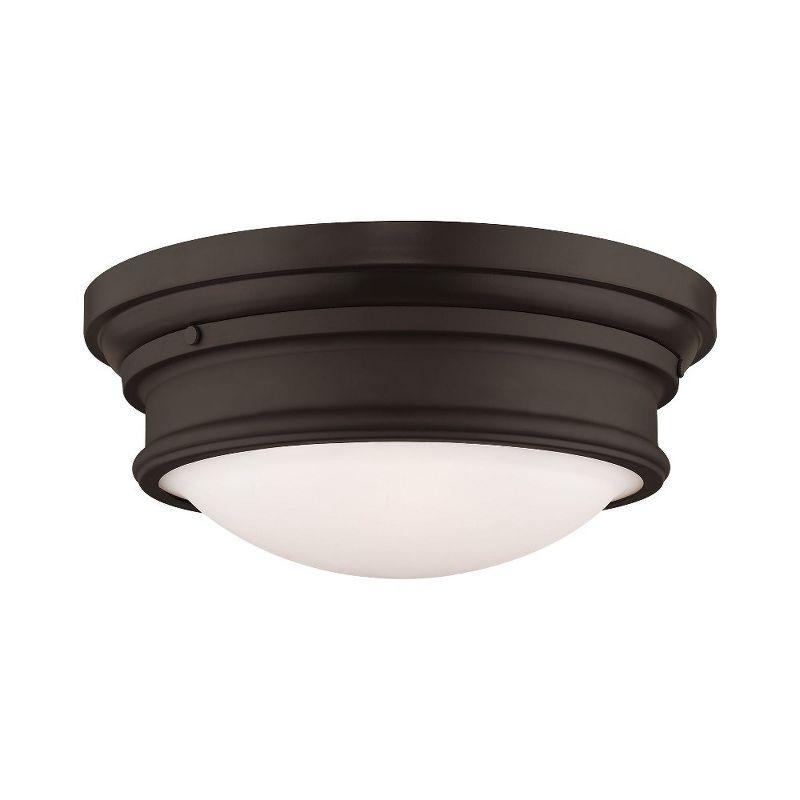 Bronze 15.5" Hand Blown Glass 3-Light Flush Mount