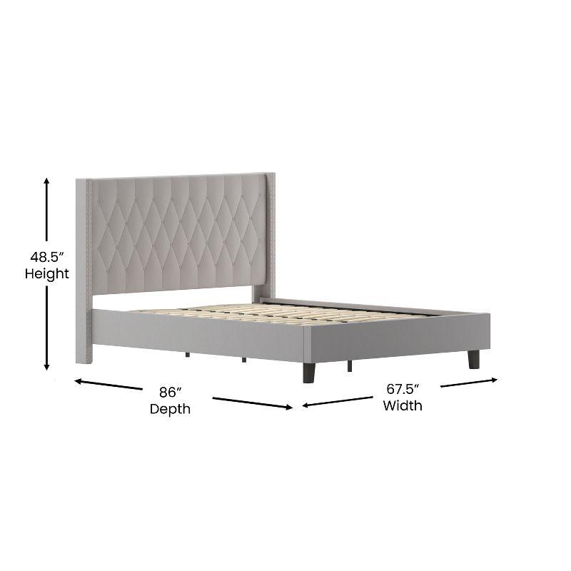 Flash Furniture Riverdale Tufted Upholstered Platform Bed with Accent Nail Trimmed Extended Sides