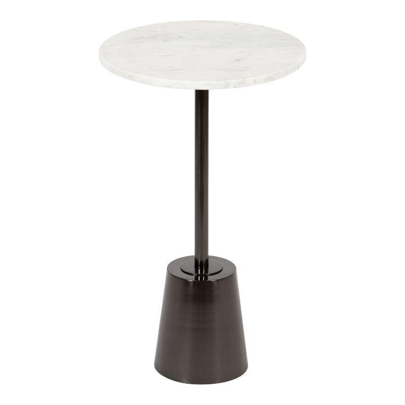 Kate and Laurel Tira Round Metal Side Table, 14x14x24, Pewter and White