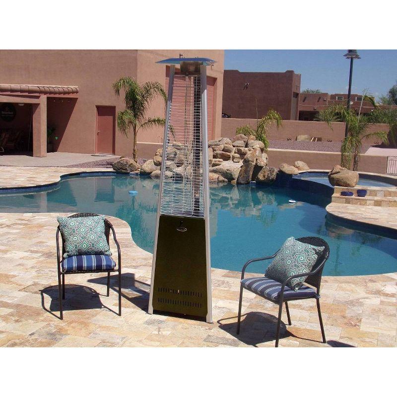 Hammered Metal Tall Glass Tube Portable Patio Heater - Golden Bronze - AZ Patio Heaters: Quartz, 40,000 BTU, 10ft Radius