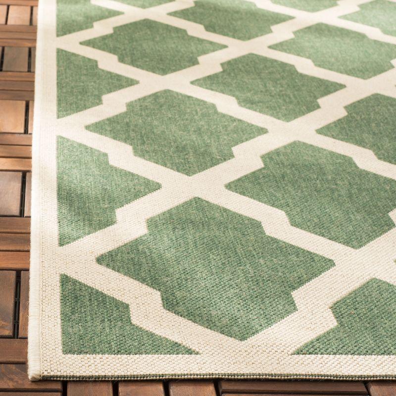 Beach House BHS122 Power Loomed Indoor/Outdoor Area Rug - Green/Creme - 6'7"x6'7" - Safavieh