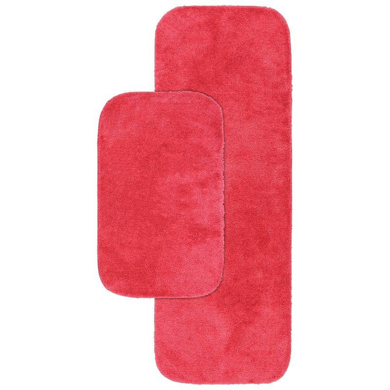 Pink Hibiscus Nylon Washable 2-Piece Bathroom Rug Set