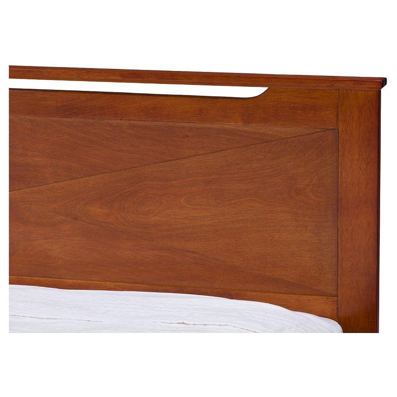 Twin Demitasse Wood Contemporary Bed -Brown - Baxton Studio: Solid Rubberwood, X-Pattern Headboard