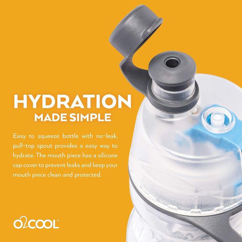 O2COOL Mist 'N Sip Misting Water Bottle 2-in-1 Mist and Sip Function with No Leak Pull Top Spout Sports Water Bottle Reusable Water Bottle - 20 oz