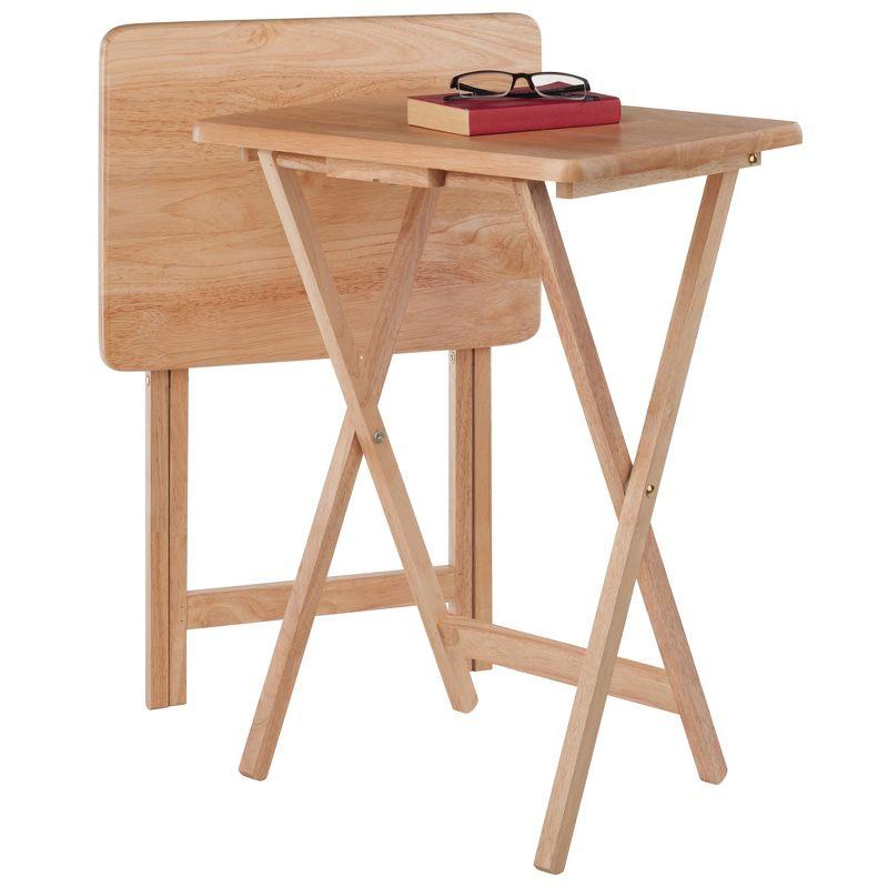 2pc Alex Snack Table Set Natural - Winsome: Solid Wood, Foldable, No Assembly Required