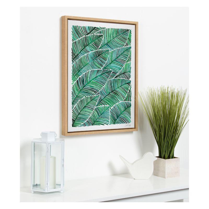 18" x 24" Sylvie Tropical Leaves Framed Canvas by Cat Coquillette Natural - Kate and Laurel