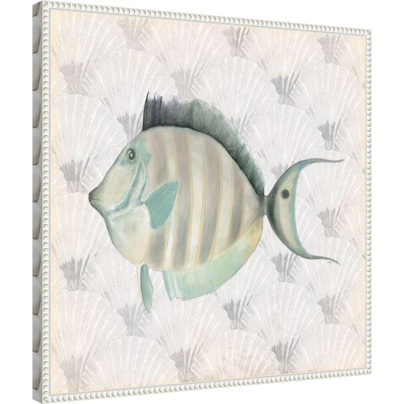 Amanti Art Neutral Vintage Fish I by Elizabeth Medley Canvas Wall Art Print Framed 22 x 22-in.