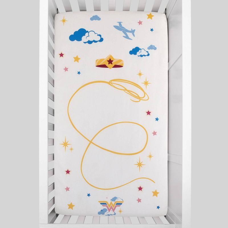 Warner Bros. Wonder Woman Photo Op Nursery Fitted Crib Sheet - White