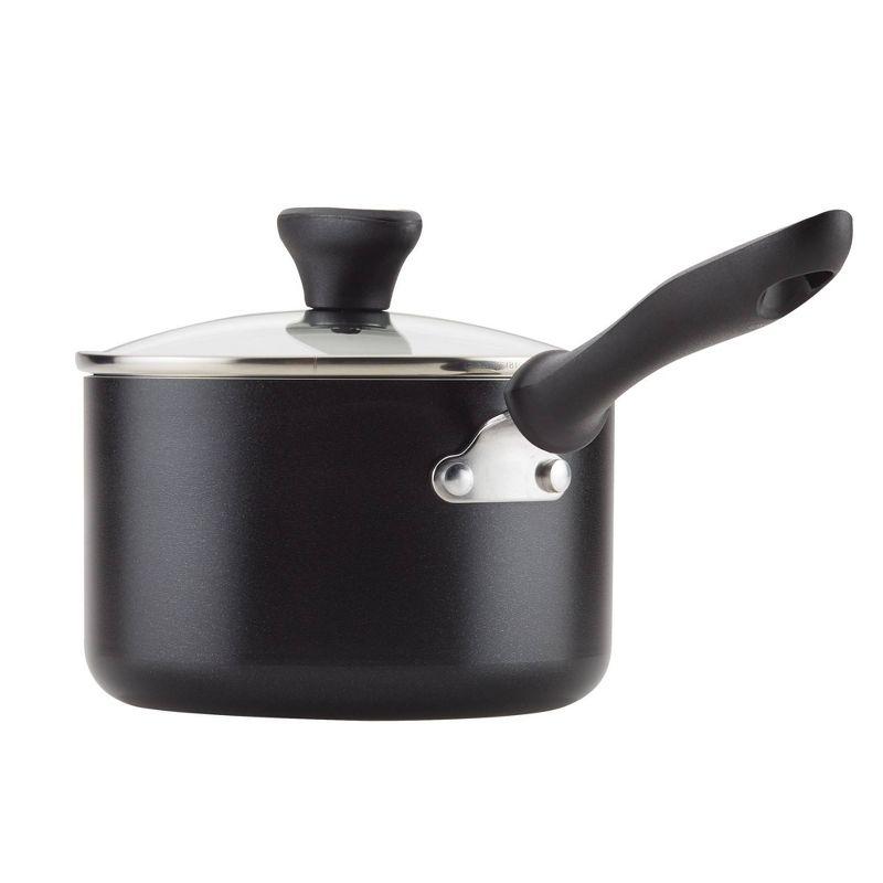 Farberware Reliance 2qt Aluminum Nonstick Covered Saucepan - Black: Dishwasher & Oven Safe Cooking Pot, Glass Lid