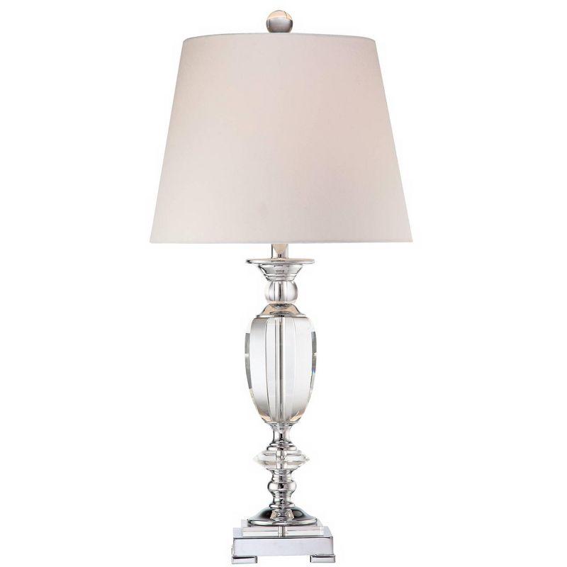 Vienna Full Spectrum Traditional Table Lamp Faceted Crystal and Chrome Urn White Drum Shade for Living Room Family Bedroom Bedside