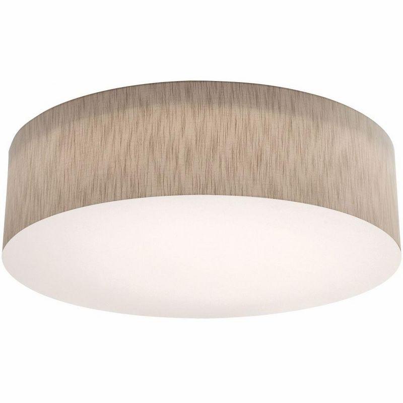 Anton 30'' Jute and White Glass Drum Flush Mount