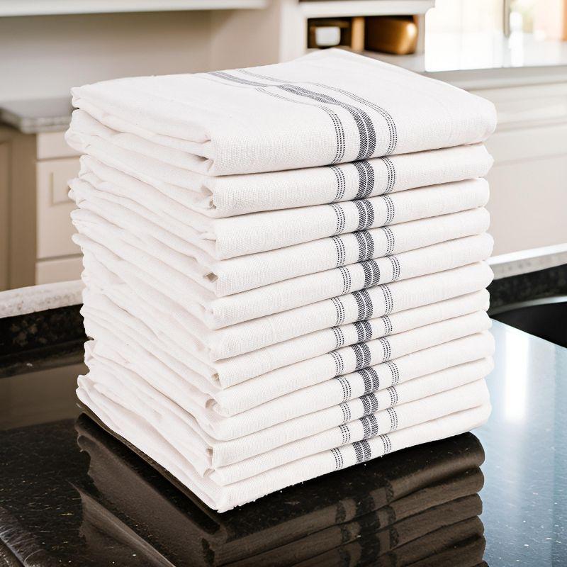 KAF Home Farmhouse Stripe Set Of 12 Kitchen Towels - 15" x 25", In Charcoal