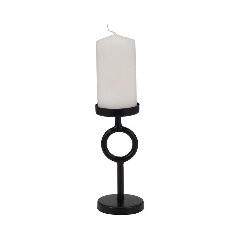 Sagebrook Home 8" Metal Candle Holder - Contemporary Black Iron Narrow Round Candle Holder for Home, Office, Event Decor - Centerpiece Candle Decor