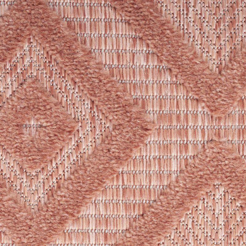 Nourison Versatile Diamond Geometric Flatweave Indoor Outdoor Area Rug Coral/Orange 5' x 7'