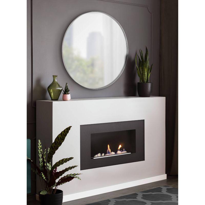 Kate & Laurel All Things Decor 28" Rollo Round Wall Mirror Silver: Modern Metal Frame, No Assembly Required