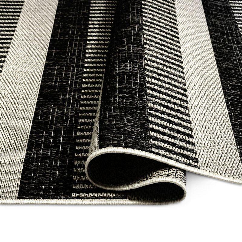 Nicole Miller New York Patio Country Charlotte Modern Striped Indoor/Outdoor Area Rug, Black/Grey