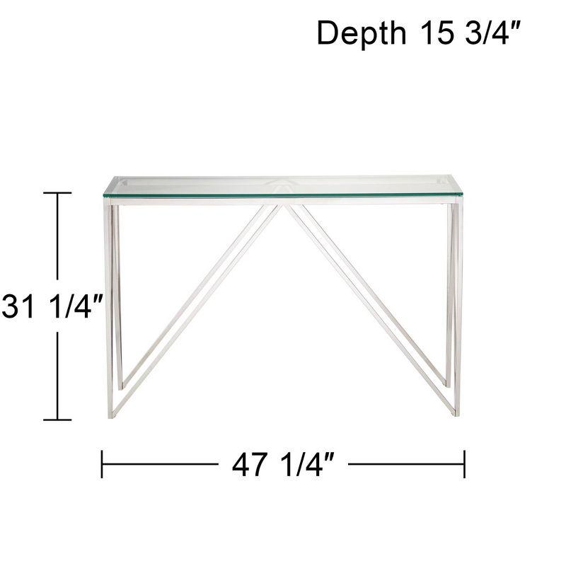 Modern Chrome Stainless Steel and Glass Console Table