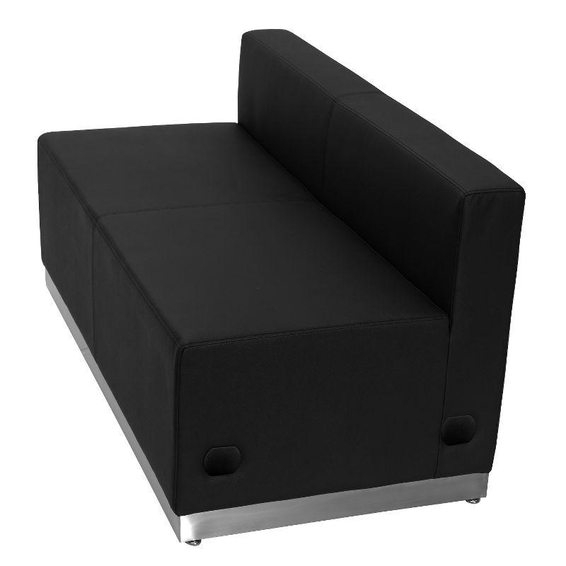 Modern Black LeatherSoft 51" Loveseat with Brushed Stainless Steel Base