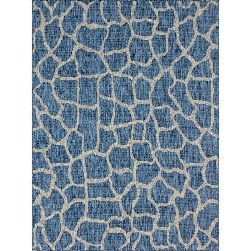 Unique Loom 9' 0 x 12' 2 Rectangle Indoor/Outdoor Safari Blue Area Rug